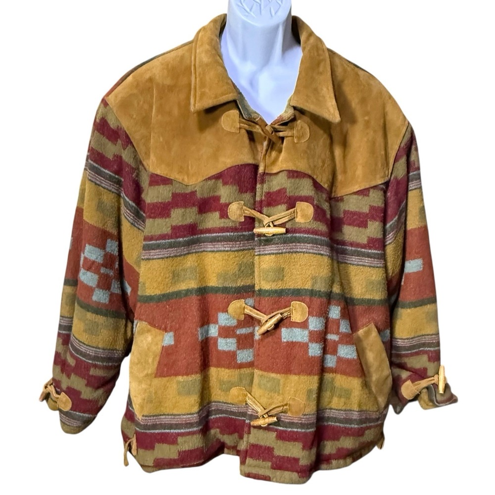VTG Cotler Southwest Suede Wool Toggle Coat Jacket‎ Small Western Quilted Lining